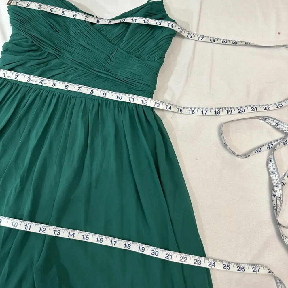 NWD IEENA Mac Duggal [ XS‎ ] 2651 Ruched Sleeveless Tie Jumpsuit Emerald Green